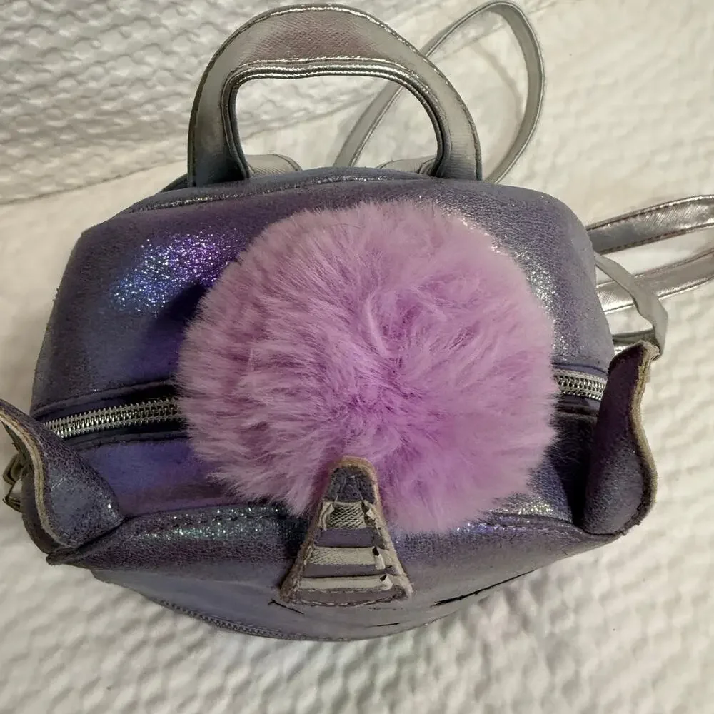 Unicorn Mini Backpack Purple Iridescent Under One Sky Kawaii Fairycore Pom Charm